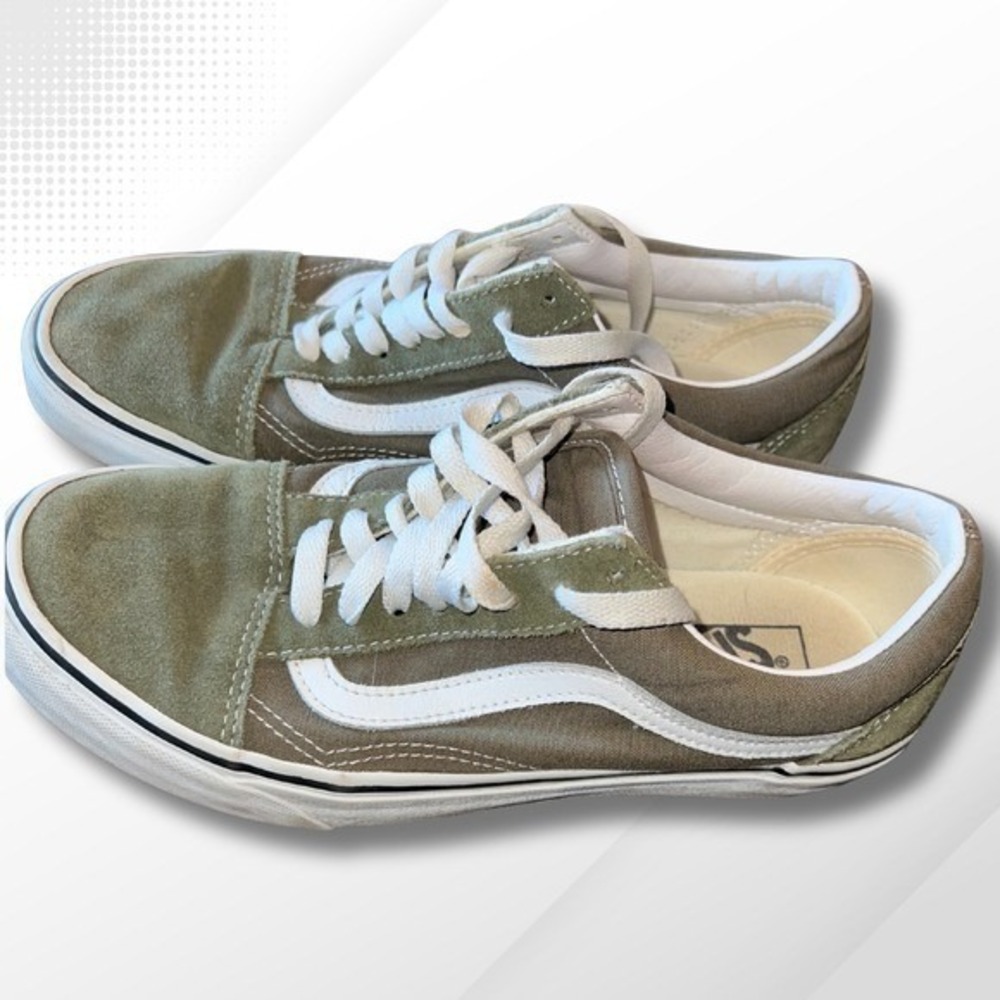 Vans Old Skool Olive Suede Canvas Sneakers Womens 8.5 Mens 7 EUC